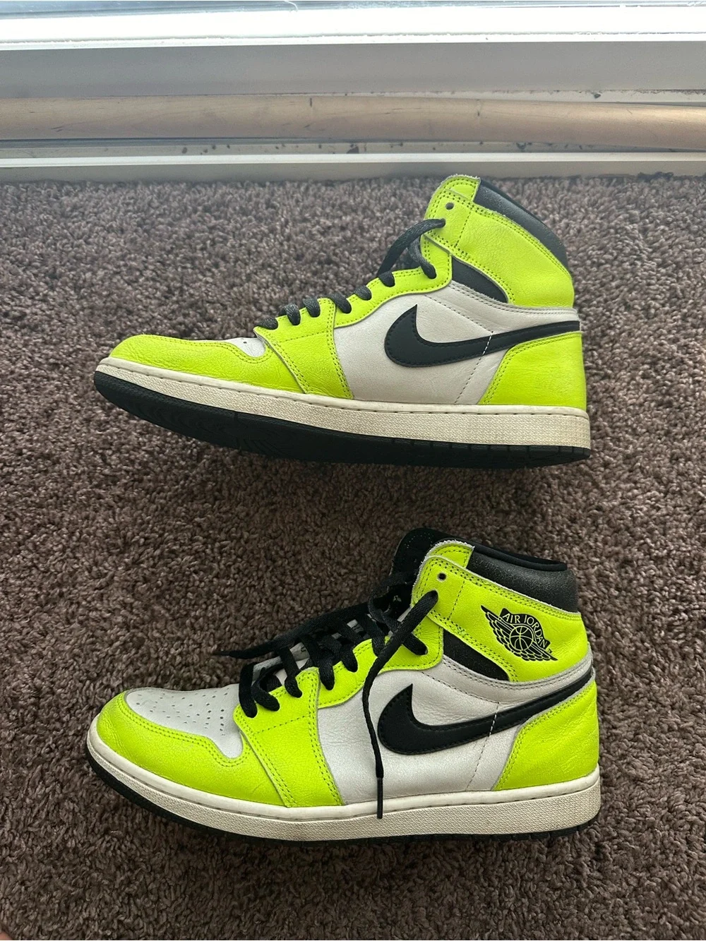 Jordan High-Top Sneakers in Neon Yellow, White & Black